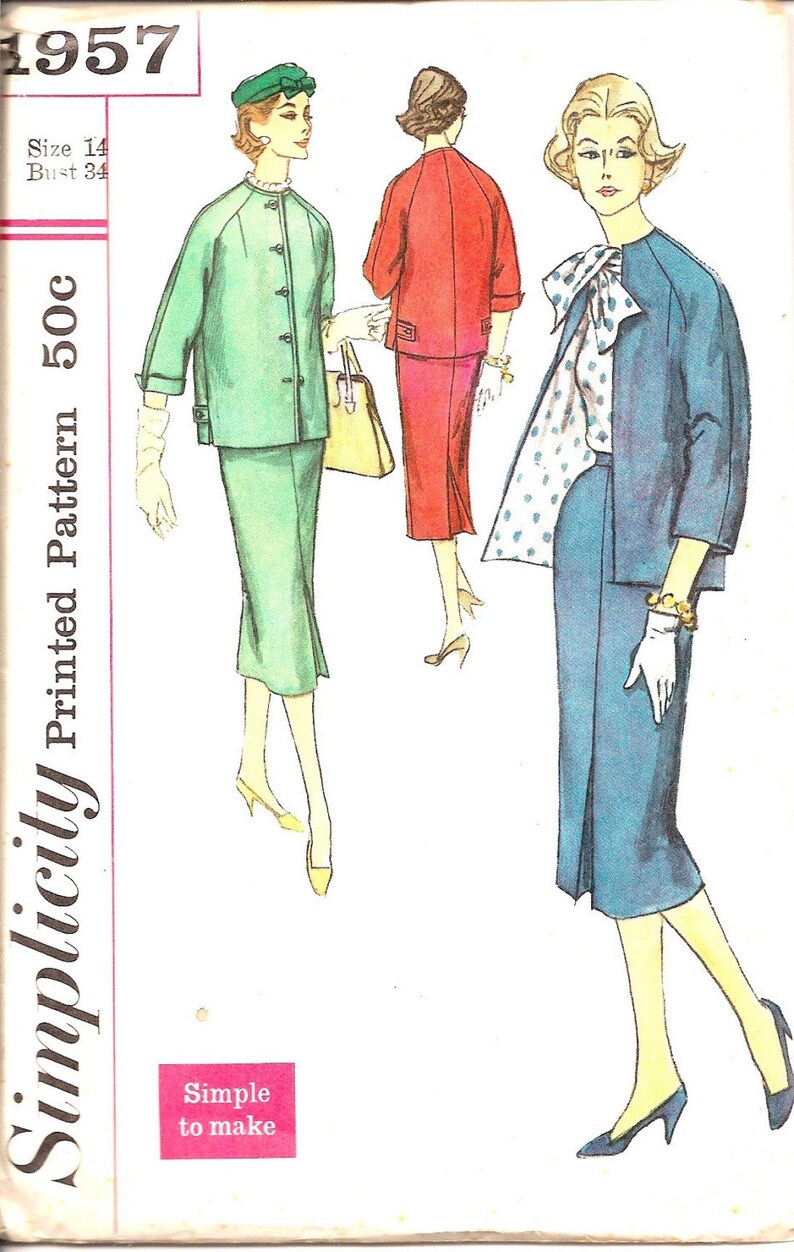 1950s Sewing Patterns 50s Womens Suit Pattern Classic 50s | Etsy
