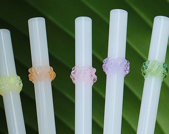 Glass Cluster Drinking Straws - White & Pastel