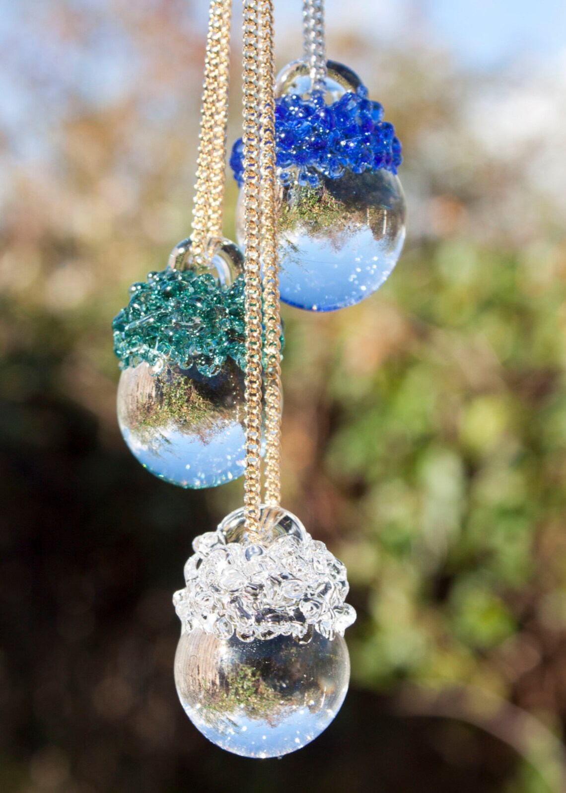 Glass Crystal Ball Necklace Choose Your Color Etsy