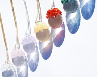 Glass Crystal Ball Necklace - Choose Your Color