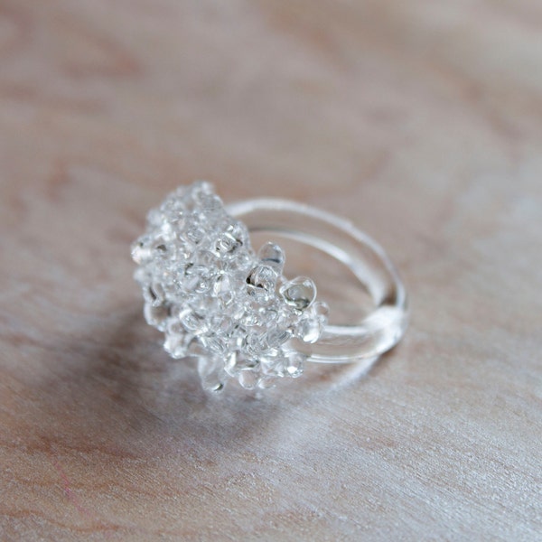 Glass Cluster Ring - Clear