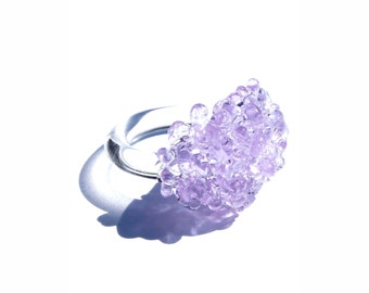 Glass Cluster Ring - Lilac