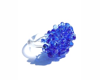 Glass Cluster Ring - Cobalt