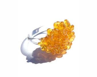 Glass Cluster Ring - Sunshine Yellow