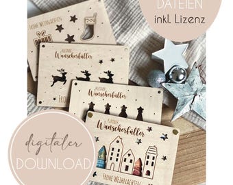 Laser file including commercial license, money gift, wish fulfiller, Christmas, 4 SVG files, download