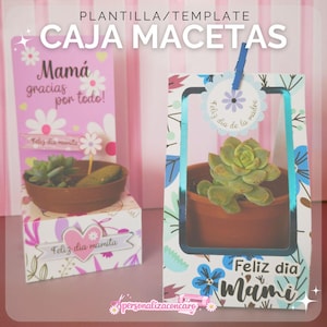 Plantilla cajita para maceta dia de la madre PDF y Studio /Plant box gift/Mother's day/Flower pot box/Template Studio y PDF/Día de la madre