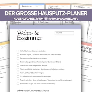 Plan de limpieza habitación por habitación en PDF | Lista de verificación de limpieza básica y limpieza profunda para imprimir – Plan de limpieza A4