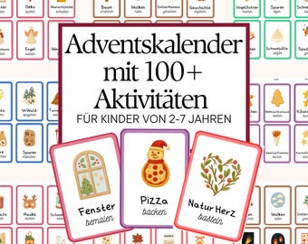 Printbare adventskalender voor kinderen 2026 – 100 activiteiten voor gezinnen | Tijd in plaats van spullen | Knutselideeën voor kinderen van 2-7 jaar (PDF)