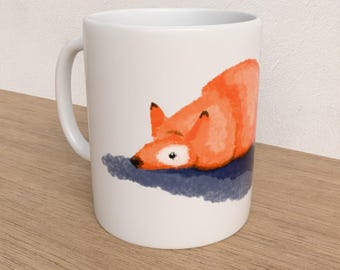 Taza de cruasán de zorro / Diseño de criatura adorable, regalo de cerámica