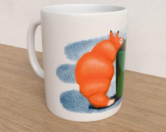 Taza de cerámica con forma de croissant de zorro, un adorable regalo para el desayuno.