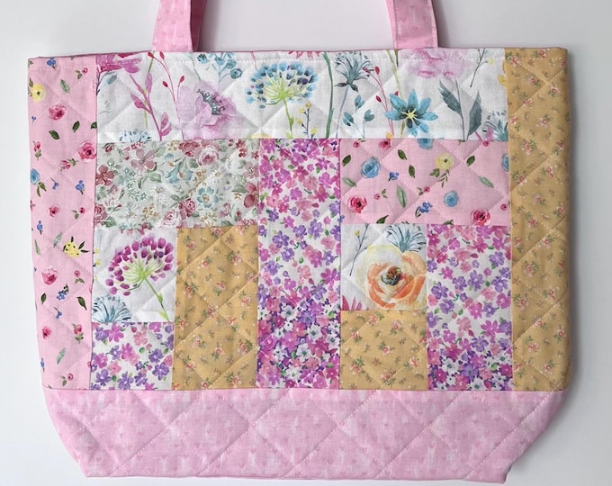 Pastel Floral Patchwork Tote Bag