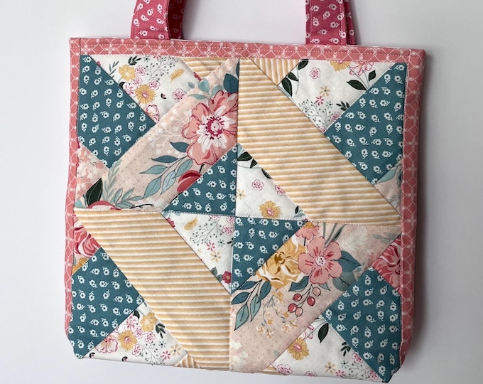 Quilted Floral Tote Bag, Handmade Floral Purse