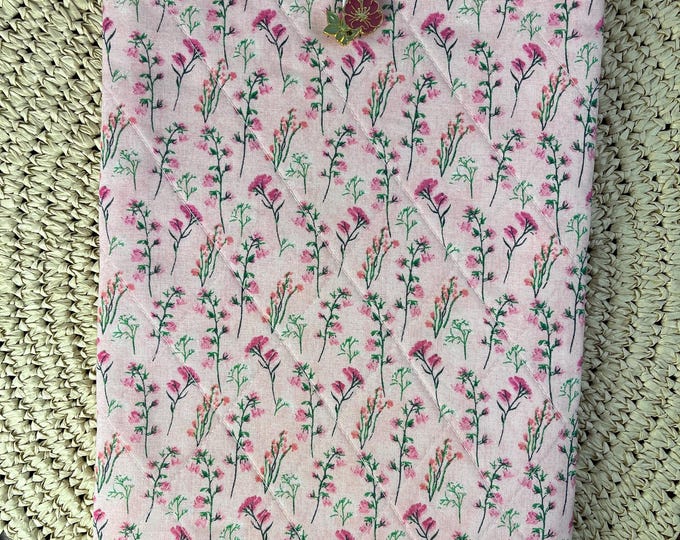 Quilted Book Sleeve: Pink Ditsy Floral Book Cozy