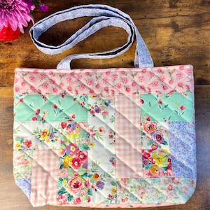 Pastel Floral Patchwork Tote Bag