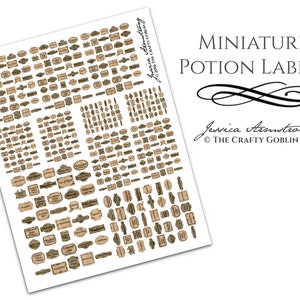 Miniature Potion Labels for Dollhouses and Scenes