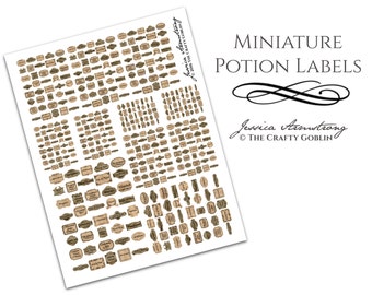 Miniature Potion Labels for Dollhouses and Scenes