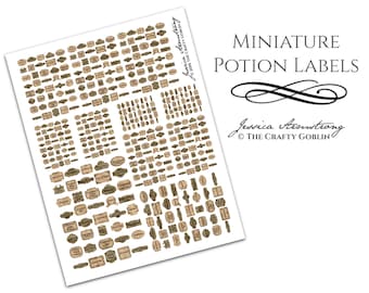 Miniature Potion Labels for Dollhouses and Scenes