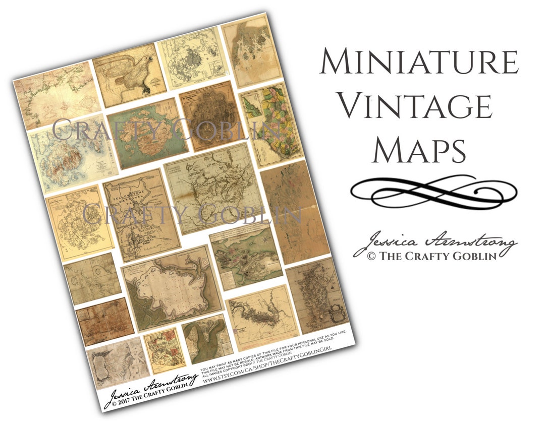 Miniature Vintage Maps Etsy