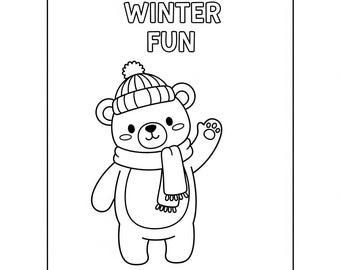 Winter Animals Coloring Book | Kids' Activity Pages (25 Pages) (Digital PDF)
