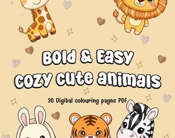 Cozy Animal Coloring Pages • Easy Printable PDF for All Ages • 30 Page Activity Book