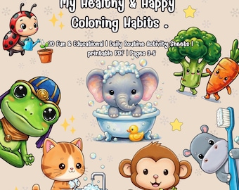 Healthy Habits Activity Book, Kawaii Style, Life Skills (Digital Download PDF)