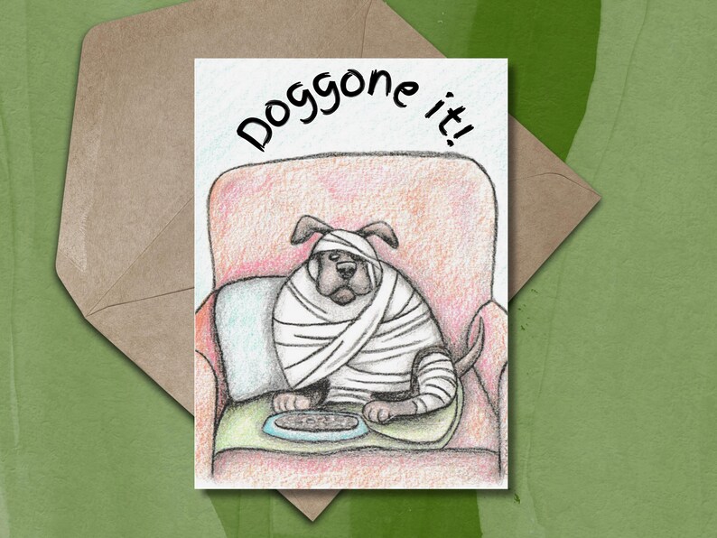 Get Well Card Printable Card Digital Card Greeting Card Cartoon Dog ...