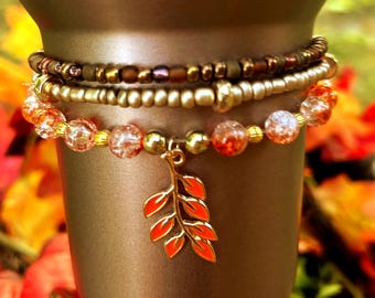 Fall Stanley Accessories Fall Beaded Bracelet Stanley Cup Charms Autumn Stanley Cup Accessories Fall Stanley Accessories Fall Stanley Charms