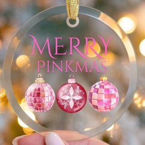 Pink Christmas Ornament Merry Pinkmas Pink Christmas Disco ball Retro Ornament Pink Christmas Decor Pink Christmas Gift Trendy Ornament