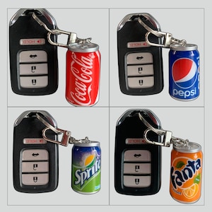 MINI SODA KEYCHAINS, Kawaii Keychain charm with Swivel Snap Hook