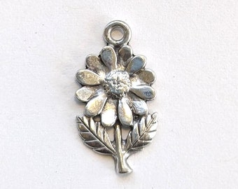 Sterling Silver Flower Charm, Flower Pendant, Silver Charms, DIY Jewelry