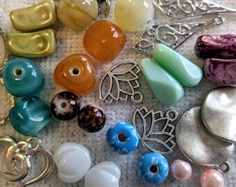 Mystery Earring Grab Bag, Earring Pair Supplies, 24pcs, Mixed Supplies, Random Earring Charms, Beads