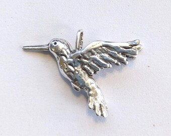 Sterling Silver Hummingbird Charm, Hummingbird Pendant, Bird Charm, DIY Jewelry Supplies