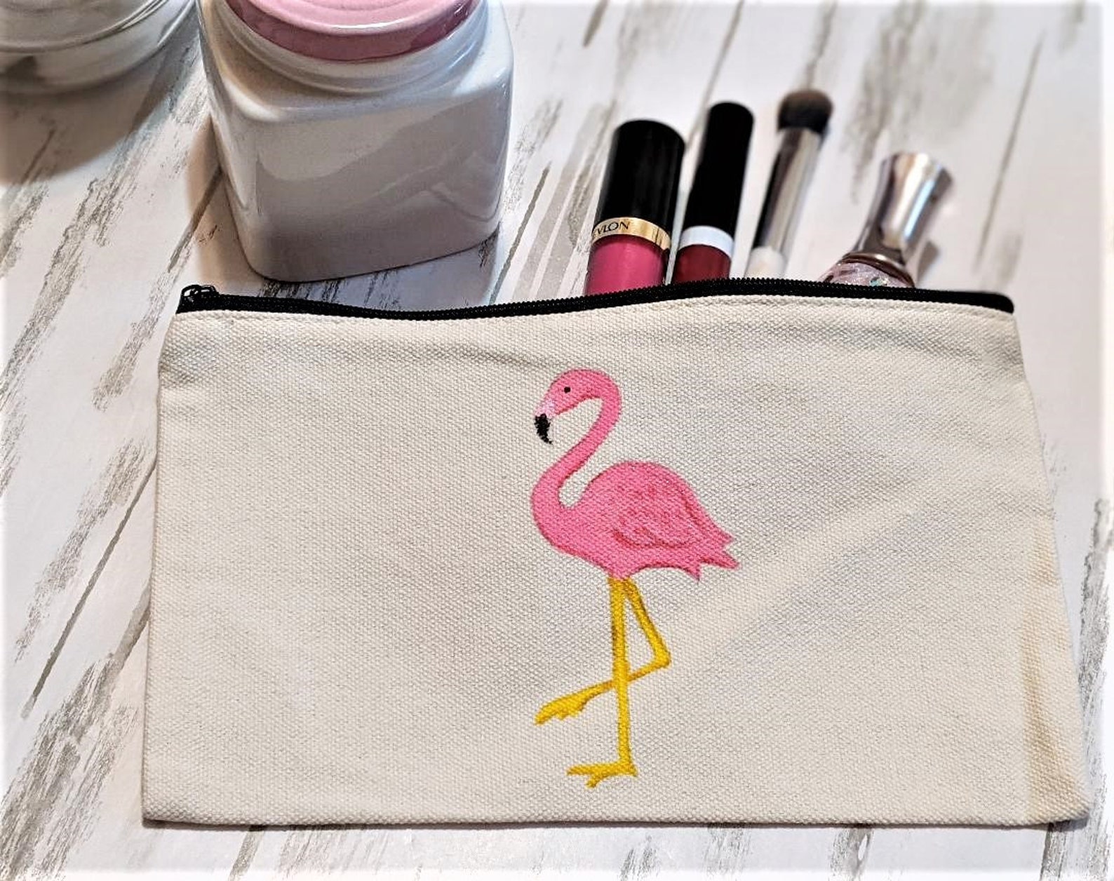 Hand Painted Canvas Cosmetic Bag Etsy
