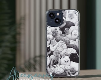 Cats Design Clear Case - Cute Cat Phone Cover, Cat Lover Gift, Clear Case for iPhone & Samsung, Fun Cat Art Accessories