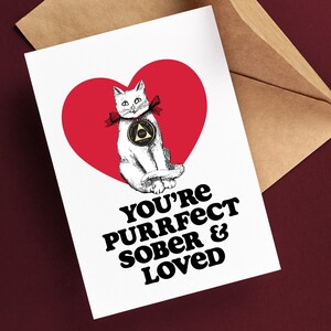 Carte numérique Kitty vintage imprimable AA, cadeau du sponsor des alcooliques anonymes, cadeau d'un ami de récupération sobre, cadeau du filleul