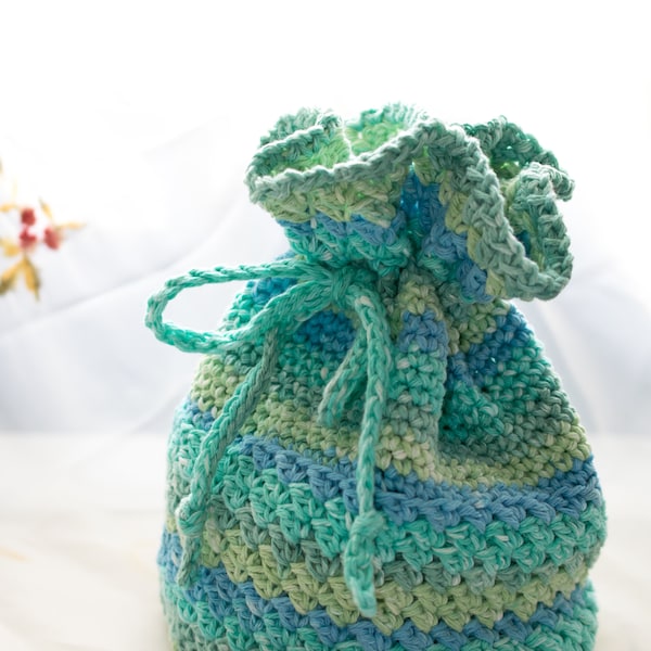 Crochet Pattern - Large Dice Bag - Large Crochet Bag - Large Makeup Bag