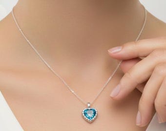 Custom Heart Birthstone Necklace, Gold Satellite Chain, Personalized Gift