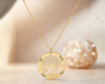 Personalized Sterling Silver Tree of Life Necklace, Family Keepsake