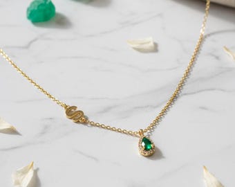 Personalized Birthstone Necklace, Handmade Zircon Jewelry