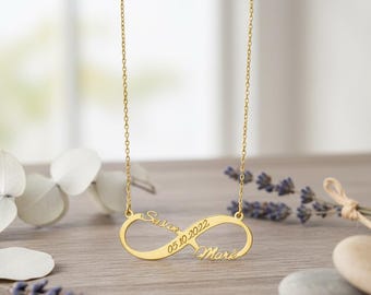 Custom Infinity Name Necklace, 925 Sterling Silver Love Pendant