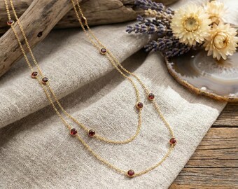 Birthstone Pendant, 14K Gold Plated Sterling Silver Necklace, Minimalist Layered Jewelry