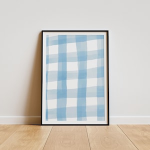 Abstract Gingham Harmony - Pattern Art, Wall Art, Blue Abstract Art, Checkered Home Decor, Minimalistic, Aesthetic Art, Plaid Wall Print
