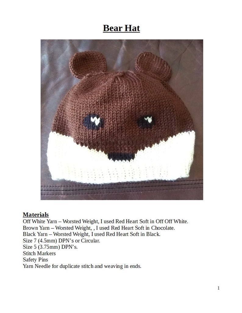 Bear Hat Pattern