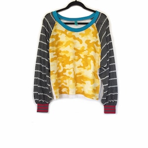 Burn Out Yellow Camo Raglan Sports Tunic