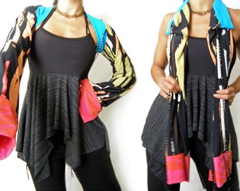 Multi Color Grunge Crop Kimono Shrug