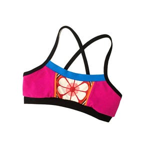 Pink Flower Power Sports Workout/Swim Bra