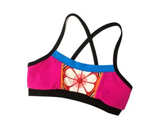 Pink Flower Power Sports Workout/Swim Bra