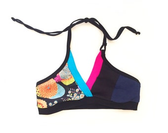 Denim Bloom Retro Swim top