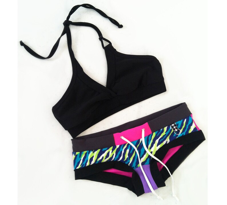 Essential Black Halter Workout/swim Sports Bra Etsy