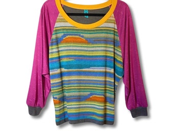 Mix Stitch Contrast Raglan Sports Tunic